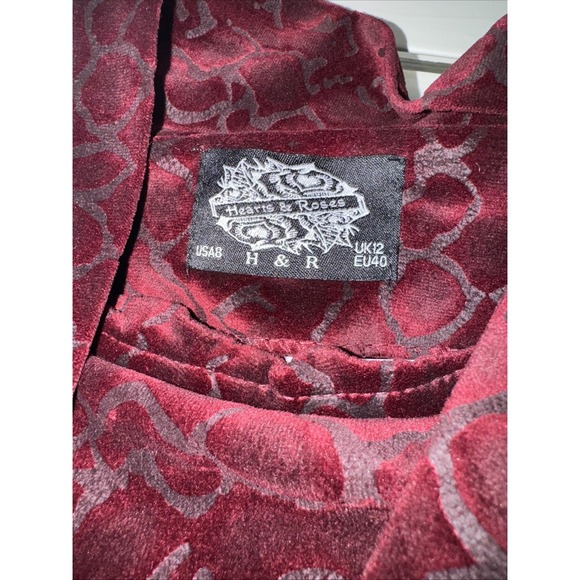 hearts‎ & roses size 8 heavy burgundy plum velvet 50s style dress stunning EUC - Picture 5 of 8